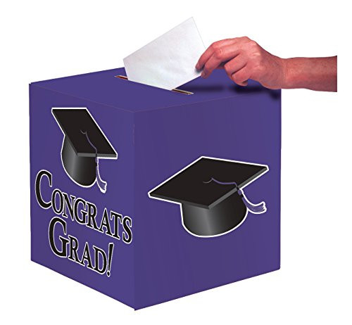 Creative Converting Congrats Grad Card Holder Box, Purple