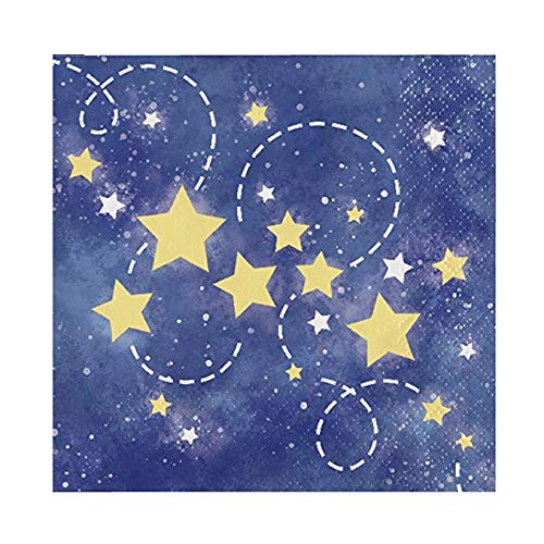 Creative Converting 321803 To the Moon and Back Gender Neutral Baby Shower Beverage Napkins 5" x 5" Multicolor