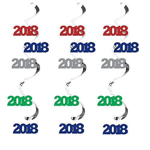 Dizzy Danglers "2018" 5 Ct Hanging Decorations 26 inch