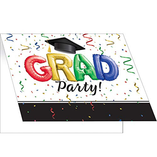 Creative Converting 335387# #1 Grad Invitations, 5" x 4", Multi-colored