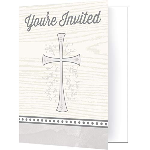 Creative Converting 335455 Divinity Silver Invitations, 5" x 4",
