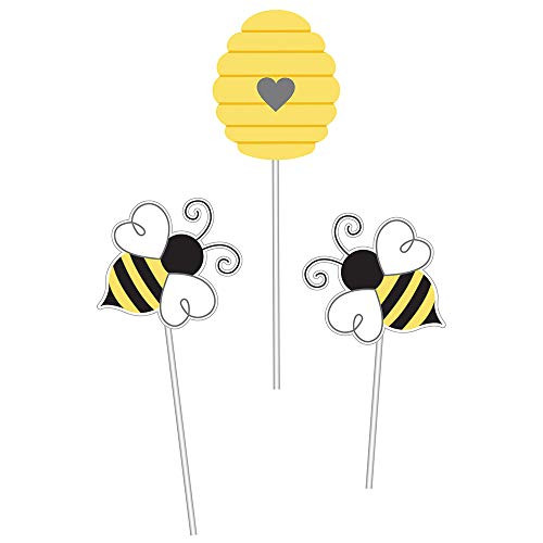 Creative Converting 340075 Bumblebee Baby Centerpiece Sticks, 9.5", 10", 12", Multi-color