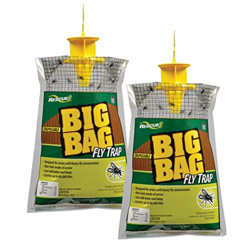 RESCUE Outdoor Non-Toxic Disposable Big Bag Fly Trap, 2 Pack