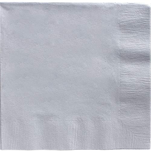 Amscan Silver 2-Ply Paper Dinner Napkin Big Party Pack, 50 Ct.