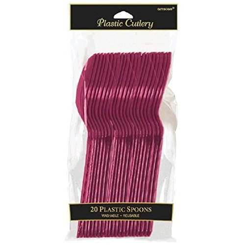 Amscan 4547.27 Reusable Spoon Tableware Party Supply (20 Piece), Berry