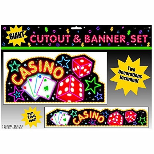 Amscan Casino Party Cutout & Banner Decoration (2 Piece), Multi Color, 13.8 x 19.8"