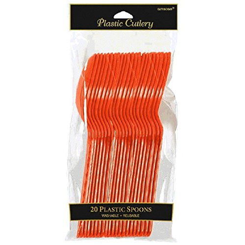 Amscan 4547.05 Plastic Spoons, 20 pieces, Orange