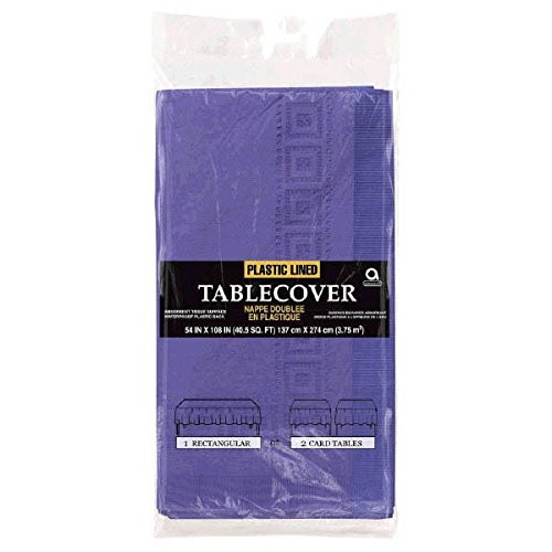 Amscan 57115.106 3-Ply Paper Purple Table Cover, 54" x 108",