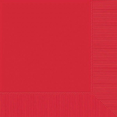 Amscan 50786.4 Value Solid Beverage Napkins, Apple Red Party Supplies, 5" x 5",