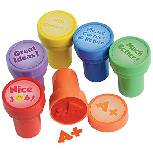 U.S. Toy Lot of 6 Assorted Teacher Design Mini Self Inking Stampers