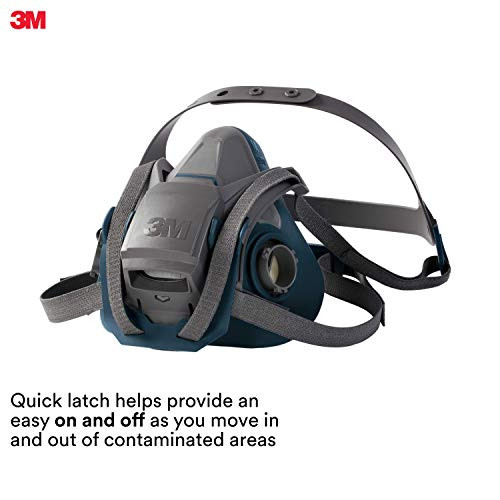 3M Rugged Comfort Quick Latch Half Facepiece Reusable Respirator 6501QL, Gases, Vapors, Dust, Small