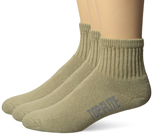 Top Flite Men's Sport Full Cushion Quarter Socks 3 Pair Pack, brown, Large (10-13) - Shoe Size 9-13