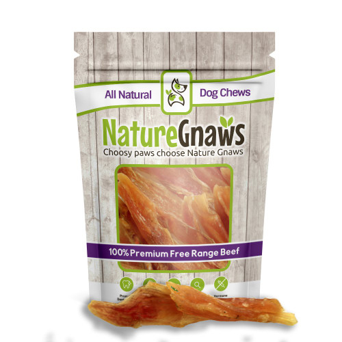 Nature Gnaws Tendon Chews 4-7' (12 Pack) - 100% All Natural Grass Fed Premium Beef Dog Chews - Promotes Healthy Joints & Ligaments