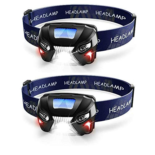 2 Pack of 600 Lumens Powerfull Headlamp Rechargeable LED Headlight Body Motion Sensor Head Flashlight Camping Torch Light Lamp With USB