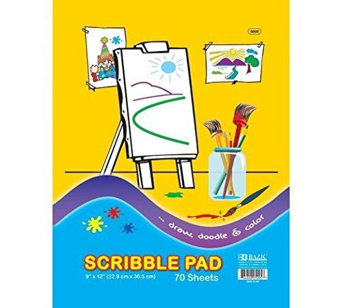 3 Pk, BAZIC Scribble Pad, 9 X 12 Inches - 70 Sheets Per Pack