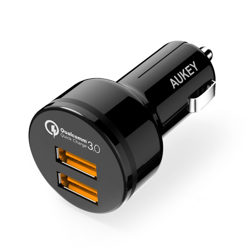 Quick Charge 3.0 AUKEY Car Charger with Dual Ports for Samsung Galaxy Note8 / S8 / S8+, LG G6 / V20, HTC 10 and More | Qualcomm Certified