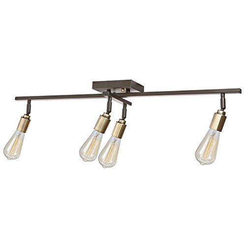 Globe Electric 59200 Radcliffe 4 Track Lighting Kit with Antique Brass Sockets and Bulbs Included, Oil Rubbed Bronze