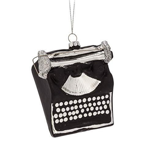 Abbott Collection 27-CLASSIC-8044 Vintage Typewriter Ornament-Blk-3" L, Black