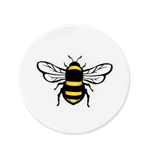 Abbott Collection 27-Buzz-CSTR Yellow Bee Coaster-4" D, 4 inches in Diameter, Small Plate