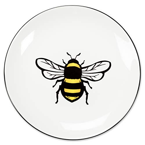 Abbott Collection 27-BUZZ-CKPL Yellow Bee Small Plate-8"D, 8 inches in diameter, Multi colour