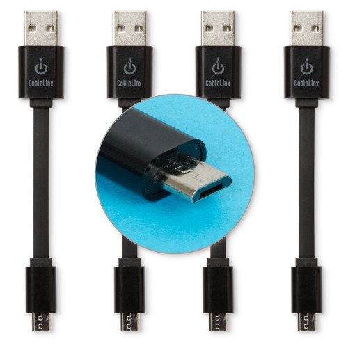 CableLinx Value Pack of (4) Micro to USB Charge Cables for ChargeHub, Android, Samsung Galaxy S8/S7, Google Pixel, LG, Nexus, HTC, Windows, MP3, Camera and More - (Black)