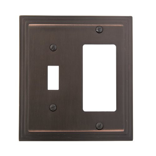Amerelle Steps Single Toggle/Single Rocker Cast Metal Wallplate in Aged Bronze