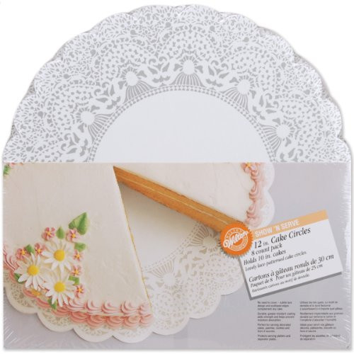 Wilton Show-N-Serve 12-Inch Lace Doily Cake Circles, 8-Count - Round Cake Boards