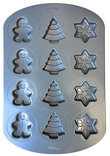 Wilton Winter-Holiday Cookie Baking Pan (Snowflakes, Christmas Trees, Gingerbread Men)