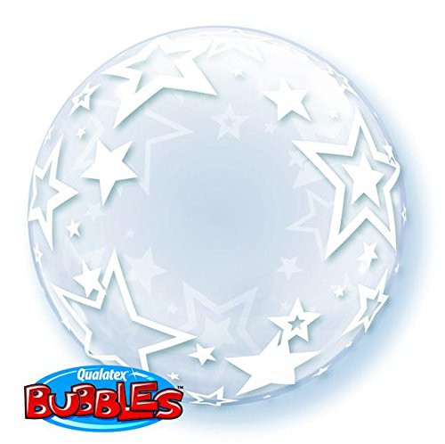 PIONEER BALLOON COMPANY 42671 Bubble" 24"PKG STYLISH STARS WHITE