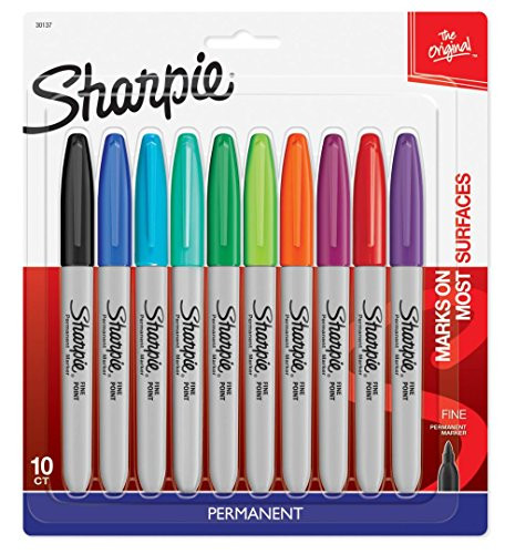 Sharpie Permanent Assorted Markers Fine Point 10 pack