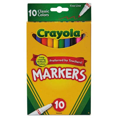 Non-Washable Markers, Fine Point, Classic Colors, 10/Set (6 Sets)