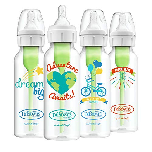 Dr. Brown's Options + Baby Bottles, 8 Ounce, Narrow Bottle,Dream/Adventure, 4 Count