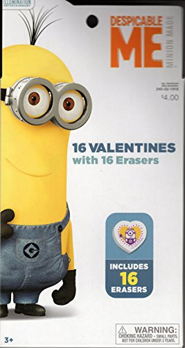 Despicable Me Minion 16 valentines & erasers