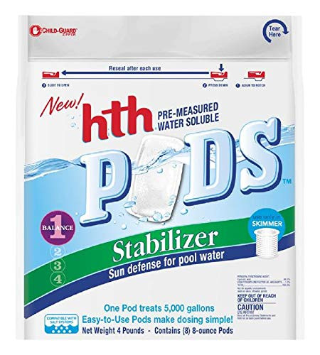 HTH 67054 Pre-Measured Water Soluble Pool Chemical Pods, Stabilizer, 8