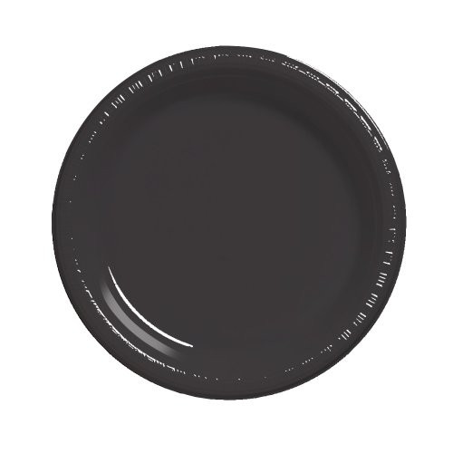 Creative Converting Touch of Color 50 Count Plastic Banquet Plates, Black Velvet