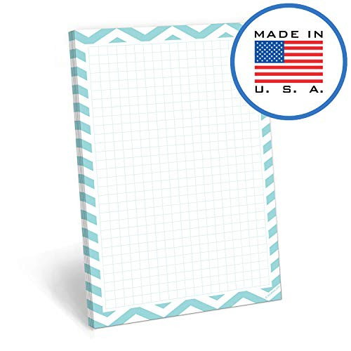 321Done Graph Paper Notepad - 50 Sheets (5.5" x 8.5") - Grid Planning Note Pad - Thick Premium Paper - Made in USA - Chevron Teal