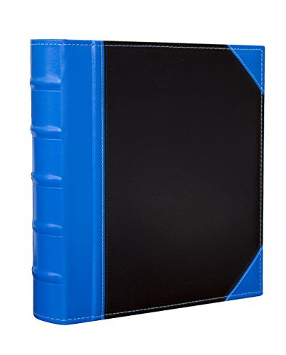 Kleer Vu Executive Binder, English Leather 2 Tone with Stitching and Ribbed Spine, Heavy Duty 1.1/2" Inch 3 D-ring with Buster, Holds 350 8.5"x 11" Sheets (BLUE)
