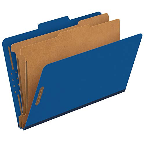 Pendaflex Recycled Classification File Folders, 2 Dividers, 2" Embedded Fasteners, 2/5 Tab Cut, Legal Size, Dark Blue, Box of 10 (29035GW)