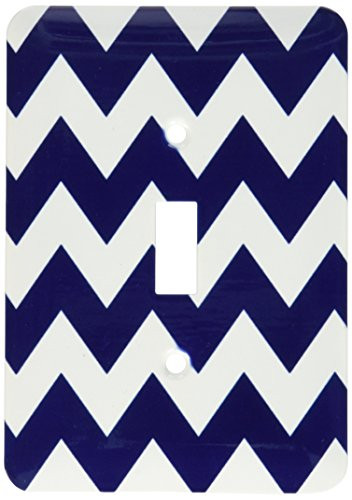 3dRose lsp_149893_1 Dark Blue and White Chevron Pattern Single Toggle Switch