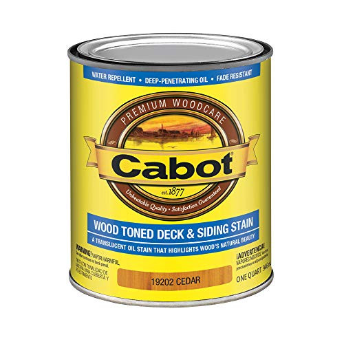 Cabot 140.0019202.005 Wood Toned Deck & Siding Low VOC Stain, Quart, Cedar Cabot 140.0019202.005 Wood Toned Deck & Siding Low VOC Stain, Quart, Cedar