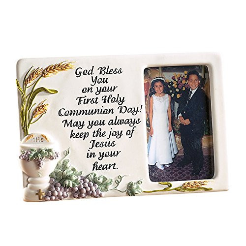 Bless You First Communion Chalice and Grapes Tabletop Keepsake Picture Frame, 3 1/2 x 5 Inch