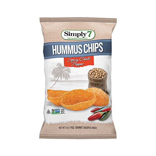 Simply 7 Hummus Chips, Spicy Chili Pepper, 5-ounce Bags (Pack of 12)