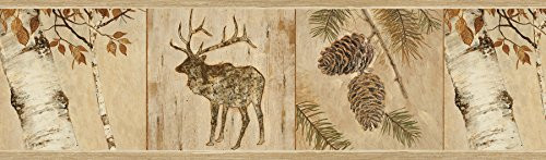Chesapeake TLL01502B Tarpon Birch River Wallpaper Border, Wheat