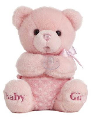 Aurora World Comfy Diaper Wind-up Musical 10" Baby Girl Bear (Pink)