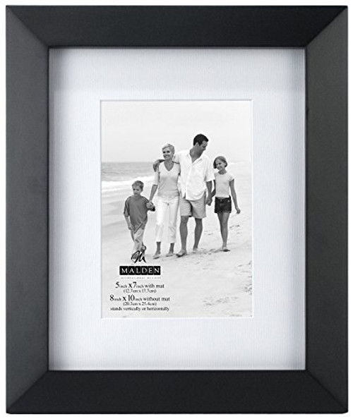 Malden International Designs Berkeley Matted Black Wood Collage Picture Frame, 5x7/8x10, Black