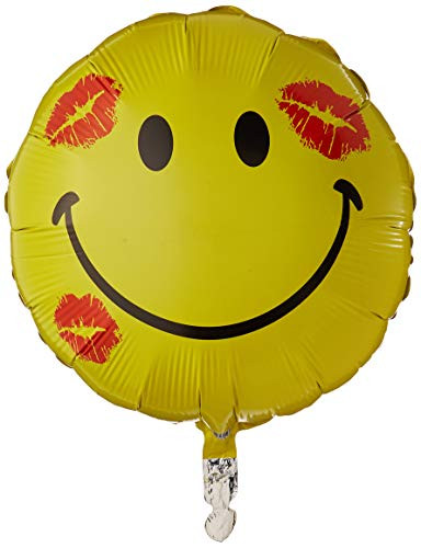Betallic 16862P Smiley Kiss Foil Balloon Pack, 18", Yellow