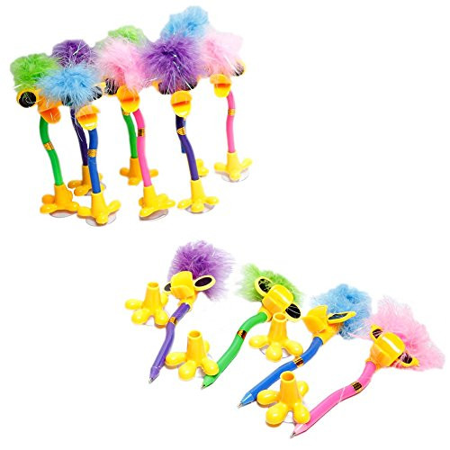 Rhode Island Novelty Dozen Assorted Color Plush Feather Boa Topper Duck Design Pens - 7"