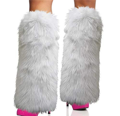 Rhode Island Novelty White Furry Leg Warmers | One Pair