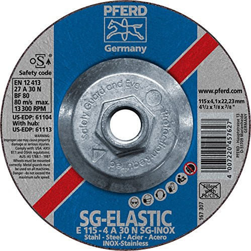4-1/2" x 1/8" Grinding Wheel, 5/8-11 THD. A 30 N SG-INOX - Type 27