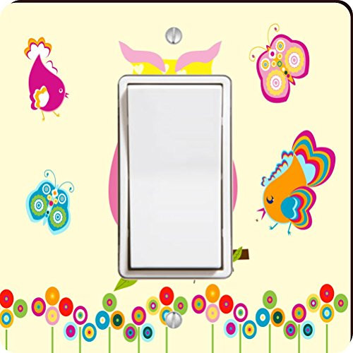 Rikki Knight Owl Hearts on Deco Single Rocker Light Switch Plate, Yellow